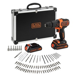 Akumuliatorinis smūginis gręžtuvas Black&Decker BDCHD18BAFC, 18 V, 2 x 1,5 Ah