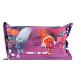 Drėgnos servetėlės veidui ir rankoms DreamWorks Trolls, 72 vnt, vaikams